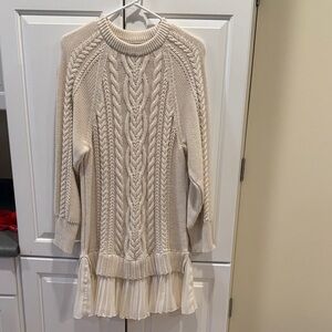 Anthropologie Cream Cable Knit Sweater Dress